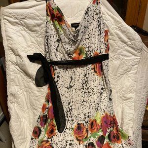 Lane Bryant cream, black, & floral dress